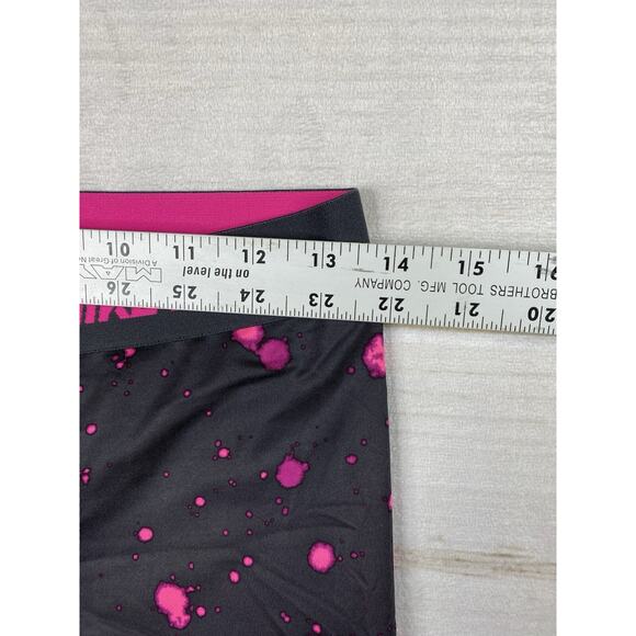 Nike Women's Pro Leggings Sz M Black Pink Splatter Dri-Fit Crop Athletic Workout - Picture 3 of 11